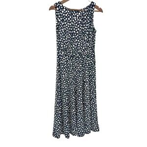 Maxi dress Black White Polka Dots M by Perceptions Ruched fit & flare spring